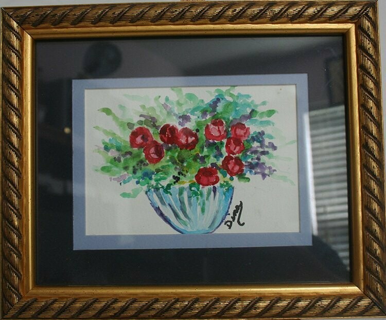 Painting - Roses In Blue Vase