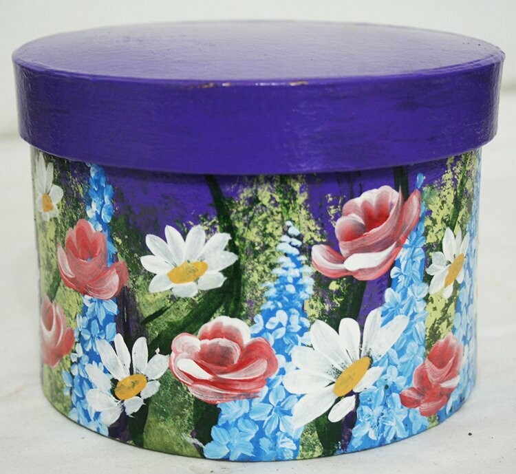 Painted Round Box w/ Florals