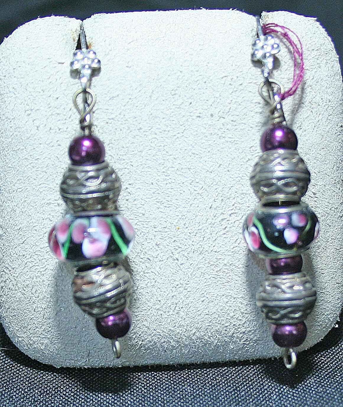 Earring-Colored Glass & Metal
