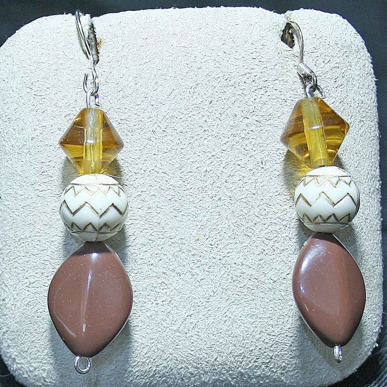 Earring-Amber/Glass/Agate