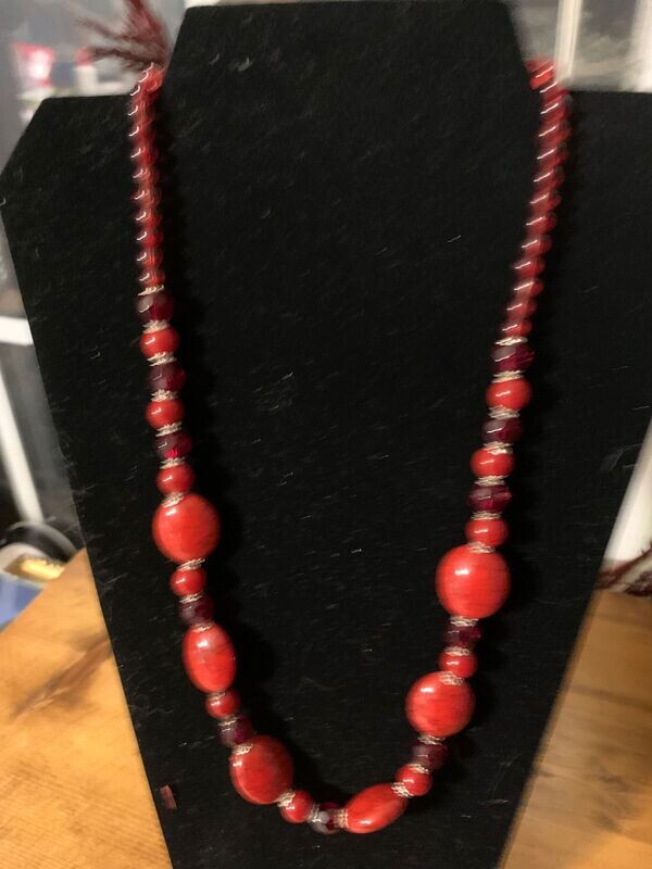 Necklace-Howlite Stones-22"