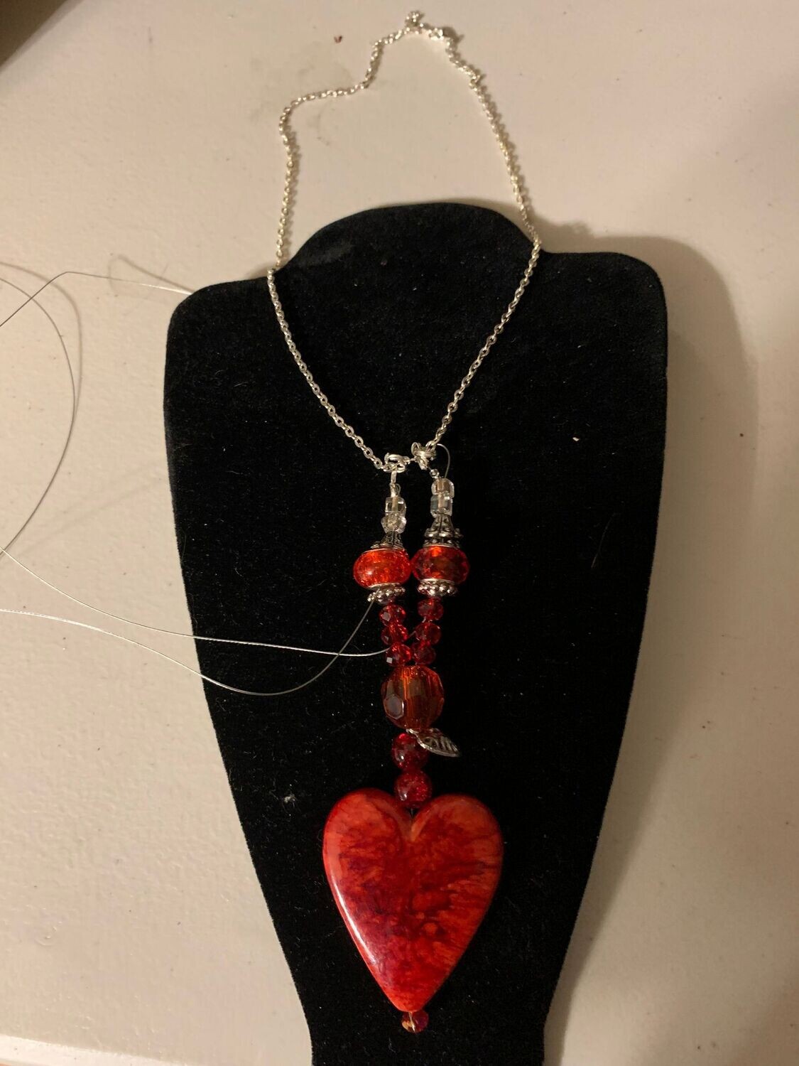 Necklace-Rhodochrosite-Heart--18"