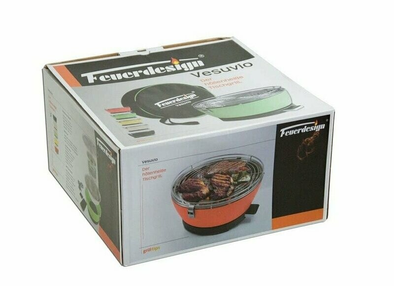 Tischgrill Vesuvio, raucharmer Holzkohlegrill - anthrazit - inkl. Grillzange