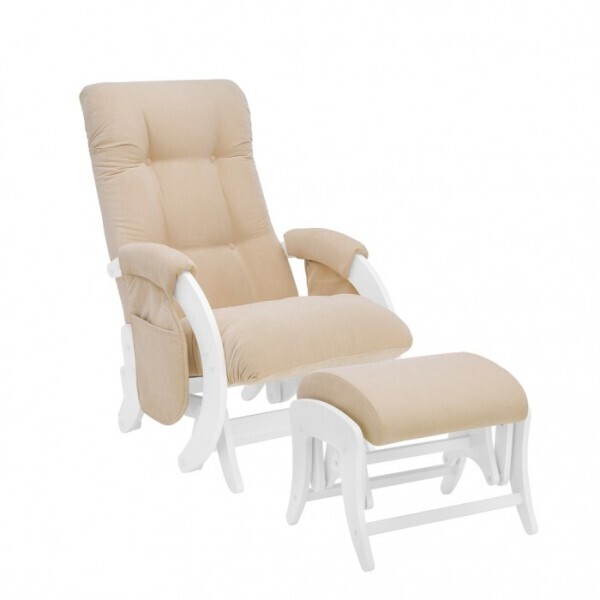 Кресло для мамы Milli Smile с карманами и пуфом, текстиль, дуб молочный/verona light grey