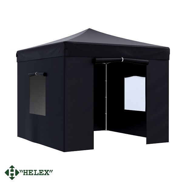 Тент-шатер садовый Helex 3x3х3 м материал полиэстер, 1 дверь и 2 окна, несколько вариантов сборки, быстрая установка черный