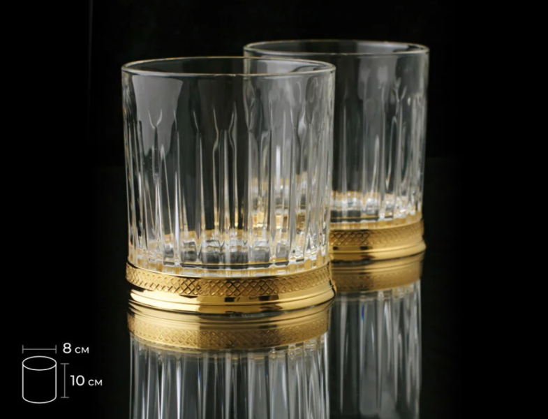 Эксклюзивный подарок руководителю Стакан для виски с индивидуальной гравировкой, покрытие золотом 999°