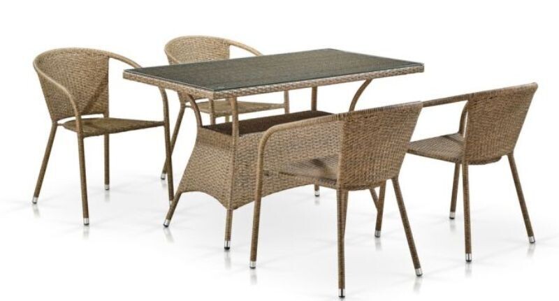 Комплект мебели для веранды T198D/Y137B-W56 Light Brown (4+1)
