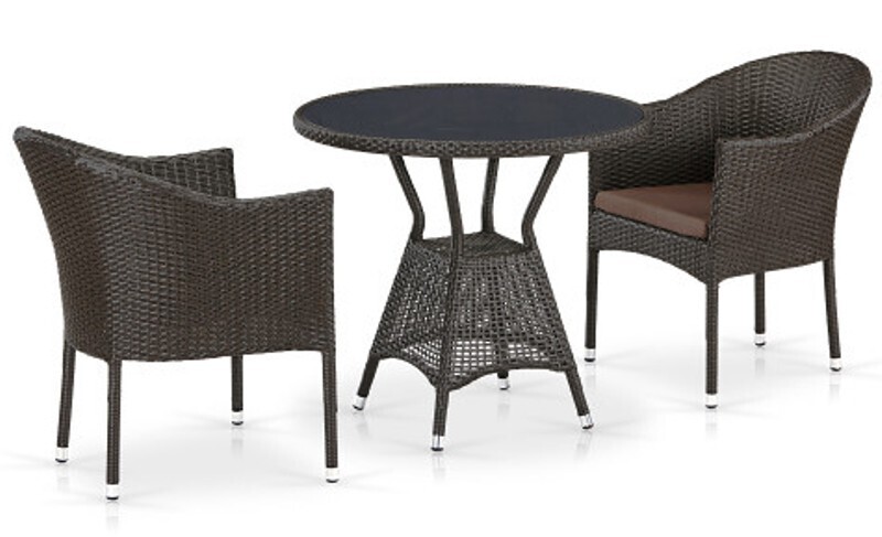 Обеденный комплект мебели из ротанга T707ANS/Y350-W53 2Pcs Brown