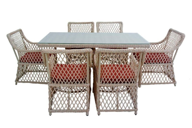 Комплект мебели MOKKA VILLA ROSA (стол обеденный прямоугольный 6 кресел)