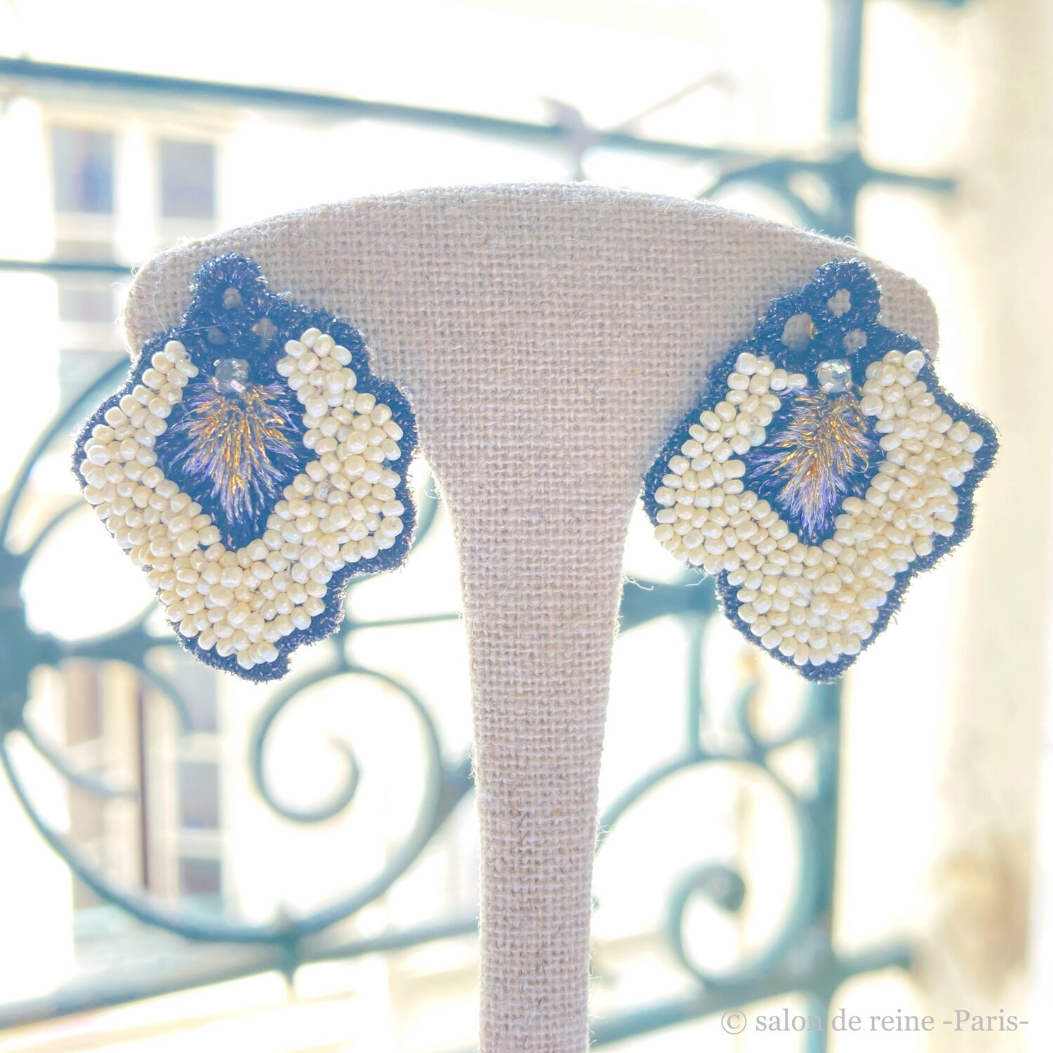 Pétales Perles Vintage écru & violet