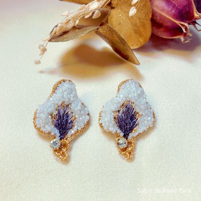 Boucles d’oreilles Pétales Alice blanc