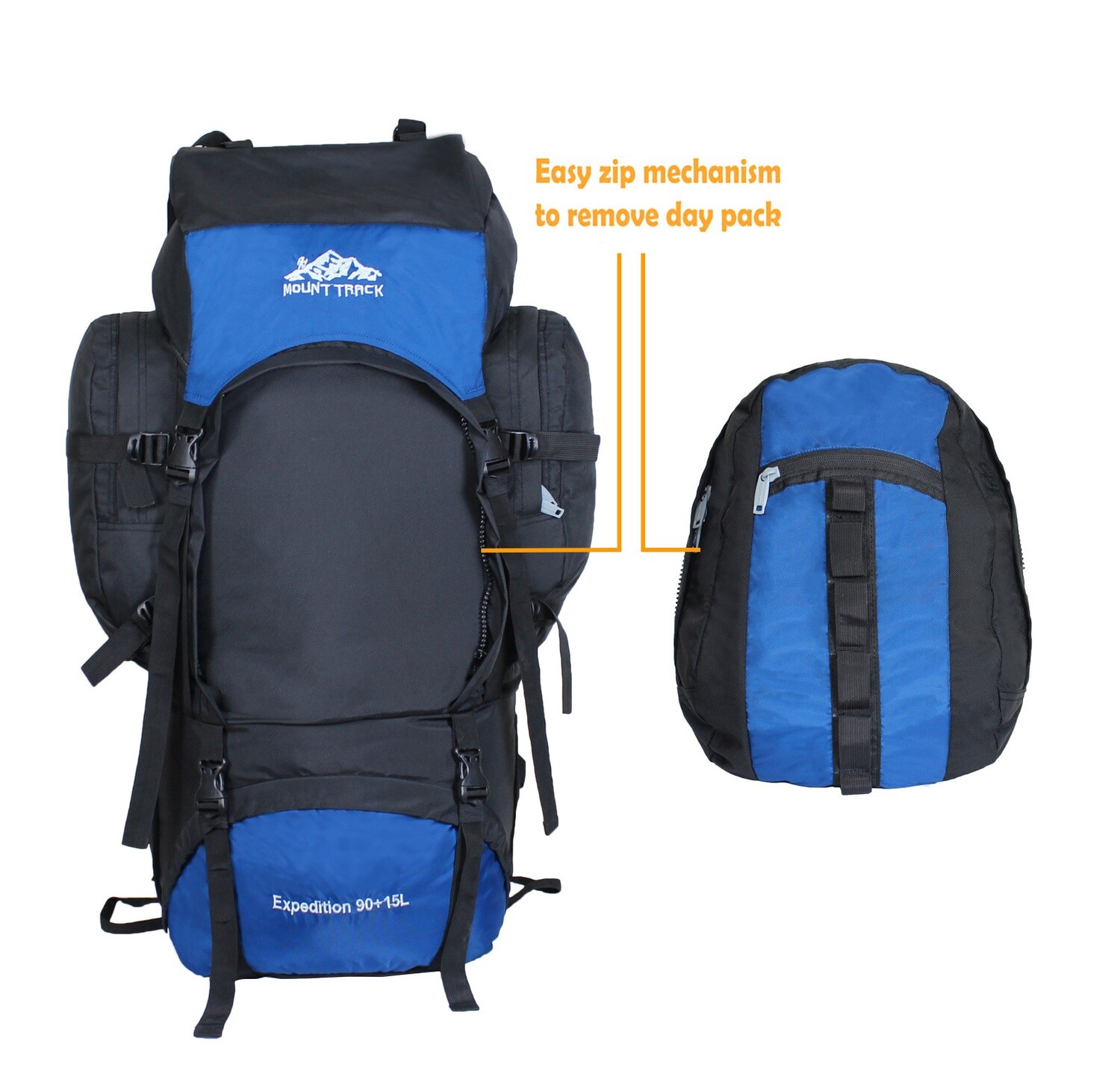 Mount Track Expedition 105 litres Rucksack with Detachable Day Pack Rain Cover