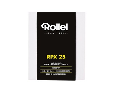Rollei RPX 25 Black and White Negative Film  4x5 Inch 25 sheets Expired 07/2026