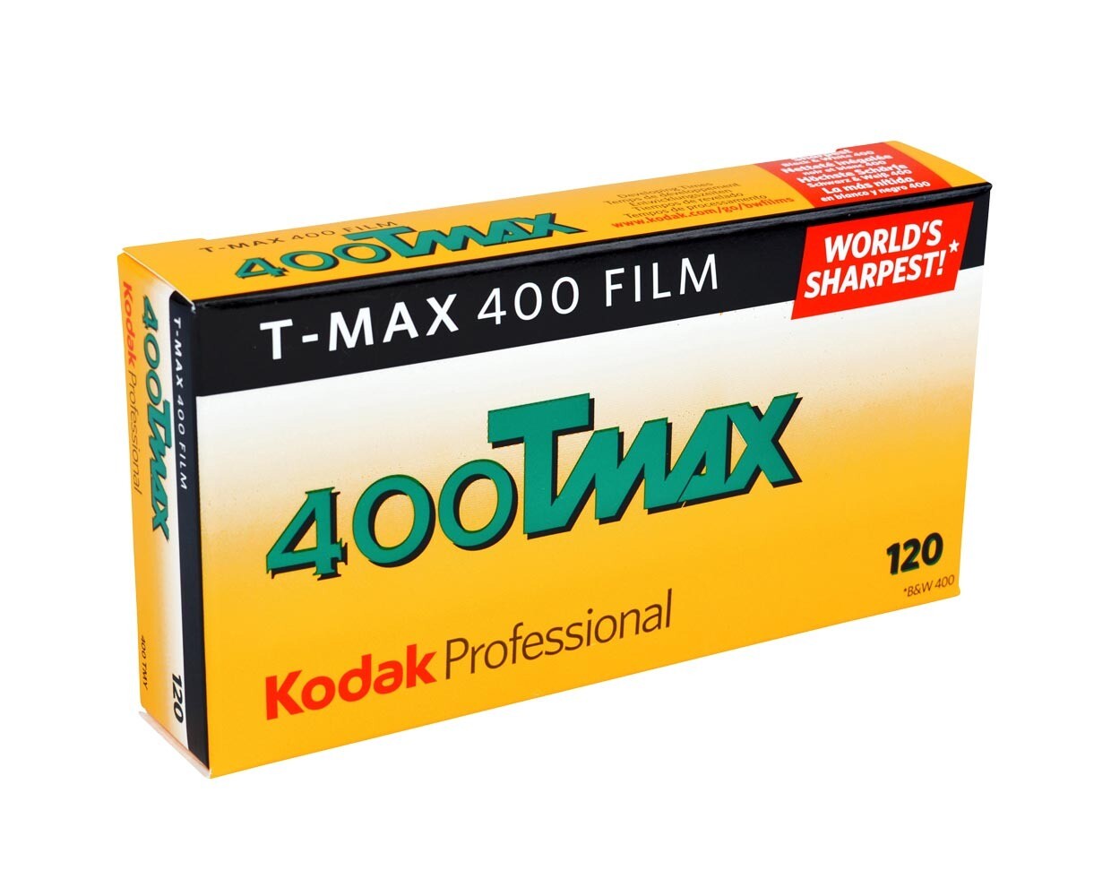 Kodak T-Max 400 TMY Professional 4053 Schwarz-Weiss Film ISO 400, 120 Rollfilm 5er Pack MHD 12/2022
