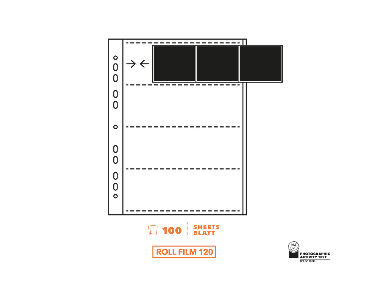 Peva Pergamin negative sleeves for 120 roll film (6x6 / 6x7) 25 sheets