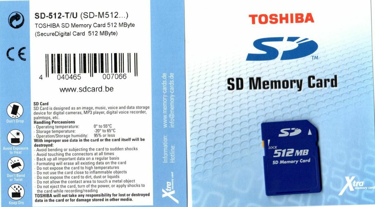 512MB Toshiba SD  Memory Card produced by Toshiba