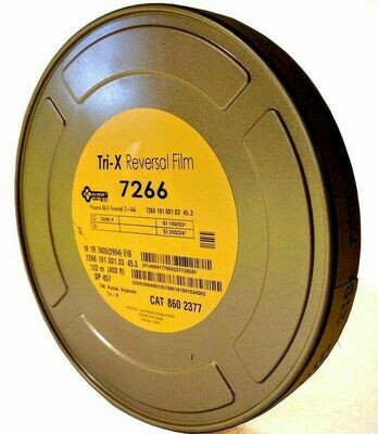 Kodak Tri-X Black-and-White Reversal Film #7266 (16mm, 122m Roll, Single Perf)