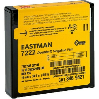Kodak Eastman Double-X Black-and-White Negative Film 7222 (16mm, 30.5m Roll, Single Perf