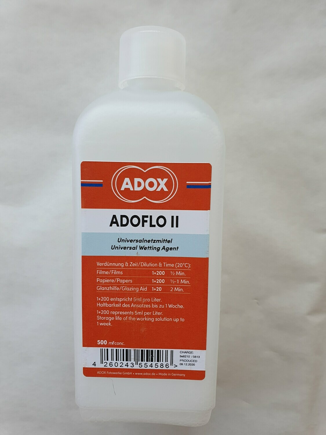 ADOX ADOFLO II Netzmittel 500 ml Konzentrat (Ersatz für Kodak Photo-Flo)