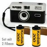 Ilford Sprite 35-II Film Camera (Black & Silver) with with 2 colour films