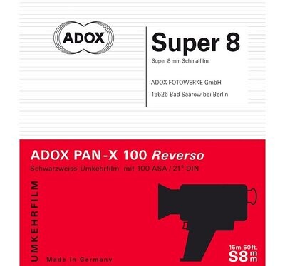 ADOX B&amp;W SUPER 8 REVERSAL FILM 15 meter