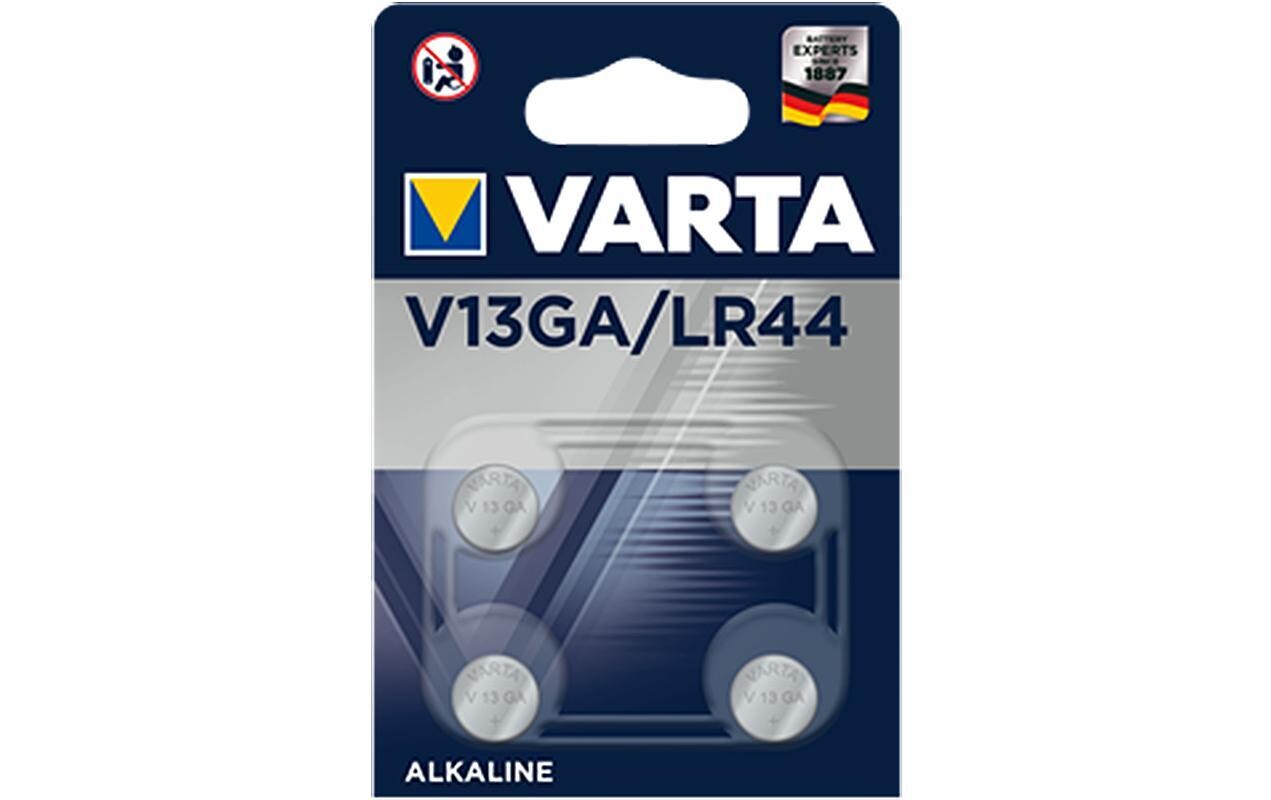 Varta Button Battery V 13 Ga V13ga Lr44 1.5 Volt 1.5v Alkaline  in a pack of 4 - to be used until 02/2024