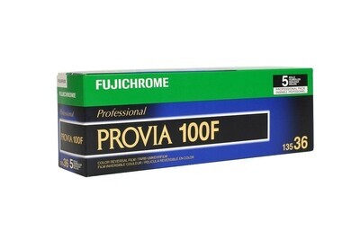 5x FUJIFILM Fujichrome Provia 100F Professional RDP-III Color Transparency Film (35mm Roll Film, 36 Exposures) with development of a 35mm slide film, including framing of the slides
