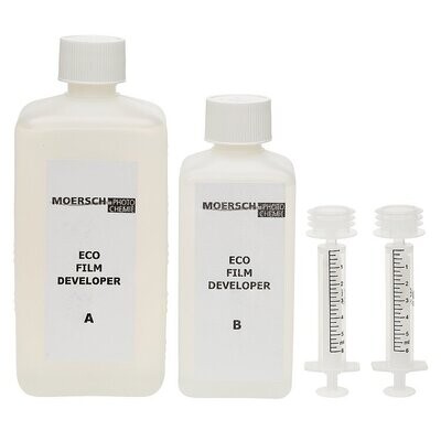 MOERSCH ECO Film Developer 750ml (1xA+1xB 250ml each) with dosing pipettes and bottle adapter