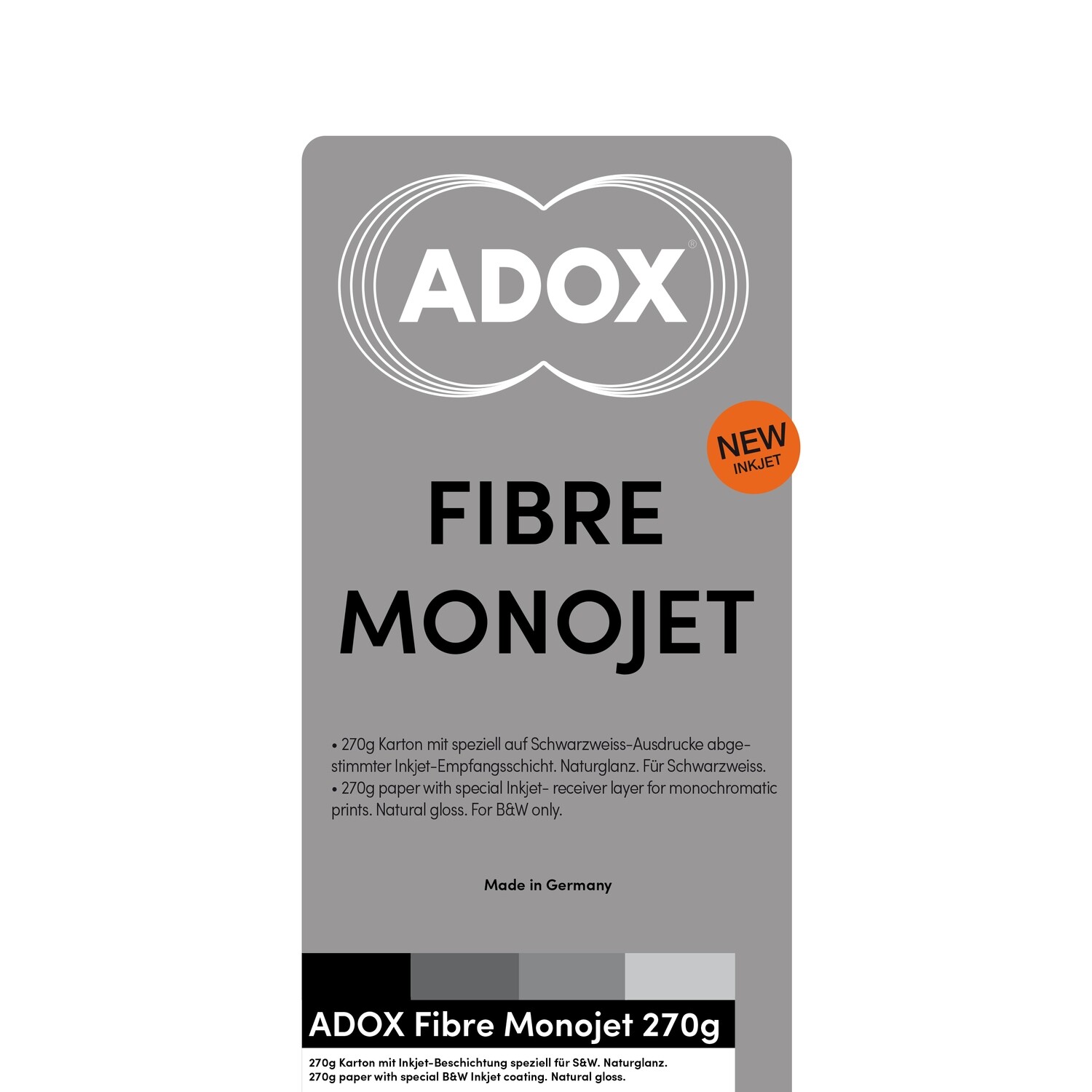 ADOX FIBRE MONOJET (270g) DIN A3 - Naturglanz (Baryt) 29,7x42 CM (11,69x16,53 INCH) 25 Blatt