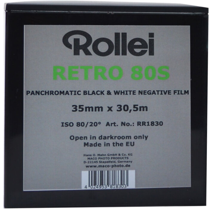 Rollei Retro 80S Black and White Negative Film 35mm x 30.5m expired 09/2027