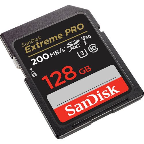 SanDisk 128 GB SDXC ExtremePro 200MB/s V30 UHS-I U3, Class 10 memory card