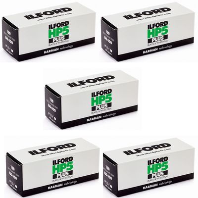 5x Ilford HP5 Plus 120 Black &amp; White Negative (Print) Film (ISO-400) expired 06/2026