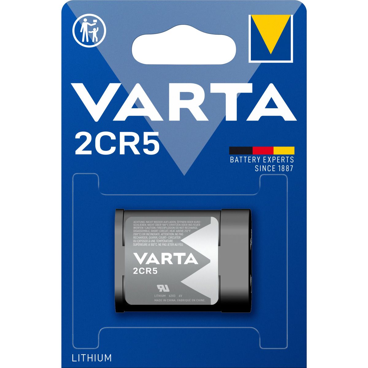 VARTA 2CR5 Professional Lithium Battery 2CR5 1600mAh (DL245 625A) 6V