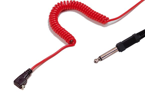 KAISER flash sync cable, 10 metres with spiral spring and 6.35 mm jack plug