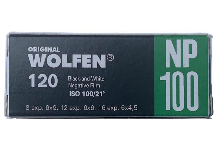 Orginal WOLFEN NP100 is an exceptionally fine grain, 100 ASA, Format 120 black and white photographic film. expired 10/2026