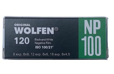 Orginal WOLFEN NP100 is an exceptionally fine grain, 100 ASA, Format 120 black and white photographic film. expired 10/2026