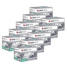 AGFA APX 400 135-36 - (New emulsion) ISO 400 photographic film for black and white paper images - expired 04/2029 pack of 10