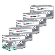AGFA APX 400 135-36 - (New emulsion) ISO 400 photographic film for black and white paper images - expired 04/2029 pack of 5