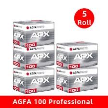Agfa APX 100 Professional Black and White Negative Film (35mm Roll Film, 36 Exposures)  Expired 06/2028 - Pack with 5 pieces