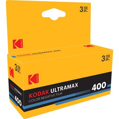 Kodak UltraMax 400 Color Negative Film (35mm Roll Film, 24 Exposures) Trio Pack expired 01/2028
