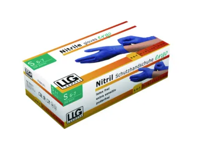LLG-Disposable Gloves ergo, Nitrile, Powder-Free content 200 pieces Glove size M