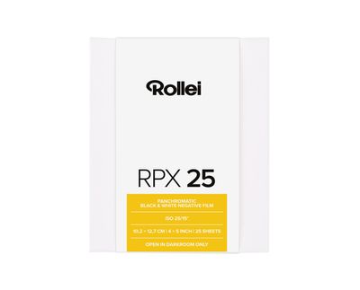 Rollei RPX 25 Black and White Negative Film  4x5 Inch 25 sheets Expired 07/2028