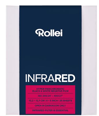 ROLLEI RPX 400 Planfilm 10,2x12,7cm (4x5") 25 sheets black and white filme date 07/2023