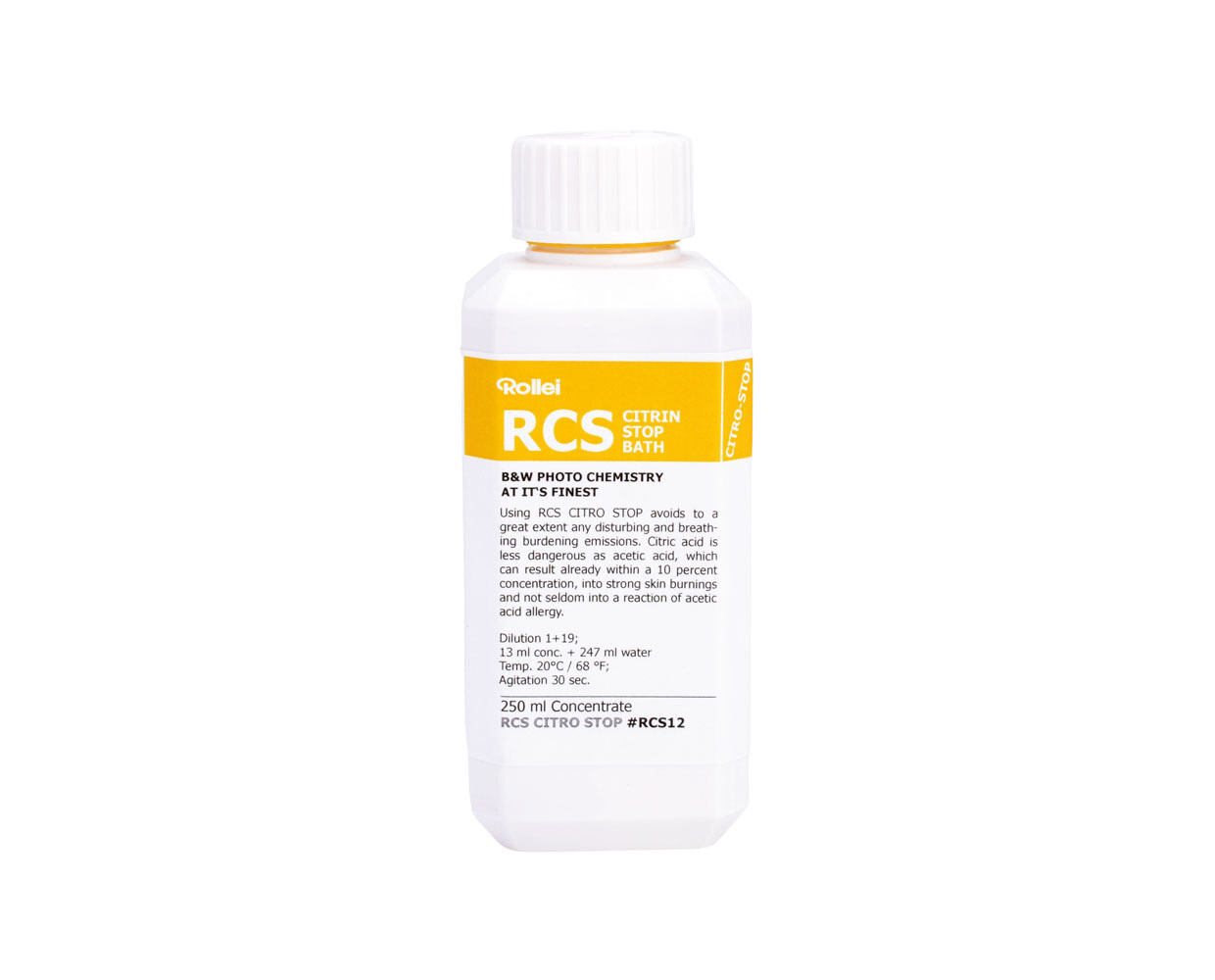 Rollei RCS Citrin Stop bath 250 Milliliter Bottle.