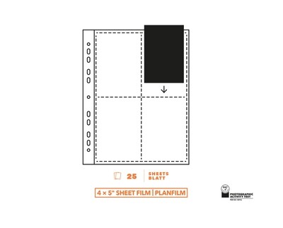 Glassine negative sleeves for medium format films 100 sheets (4x5')