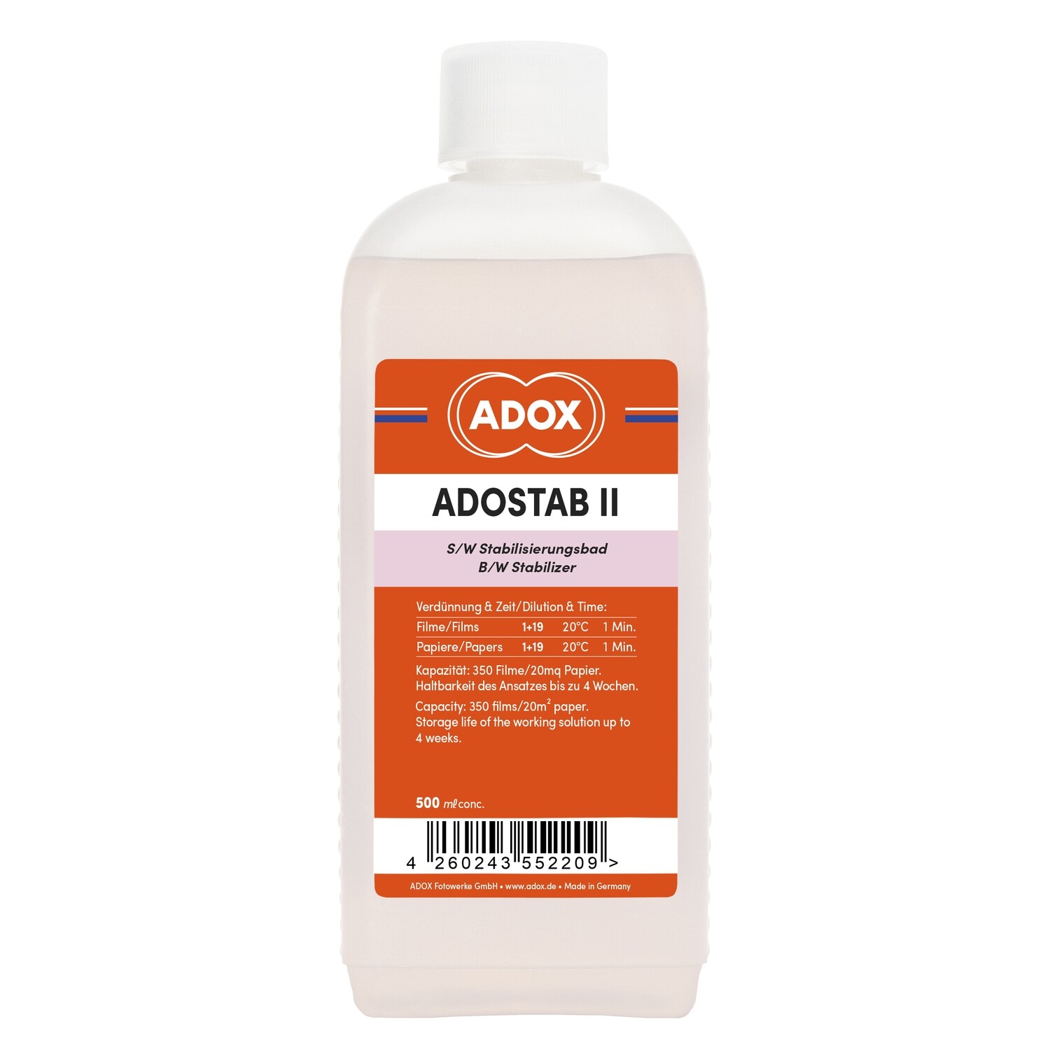 ADOX Adostab Wetting agent with image stabilizer. (Agfa Sistan) 0.5 liter