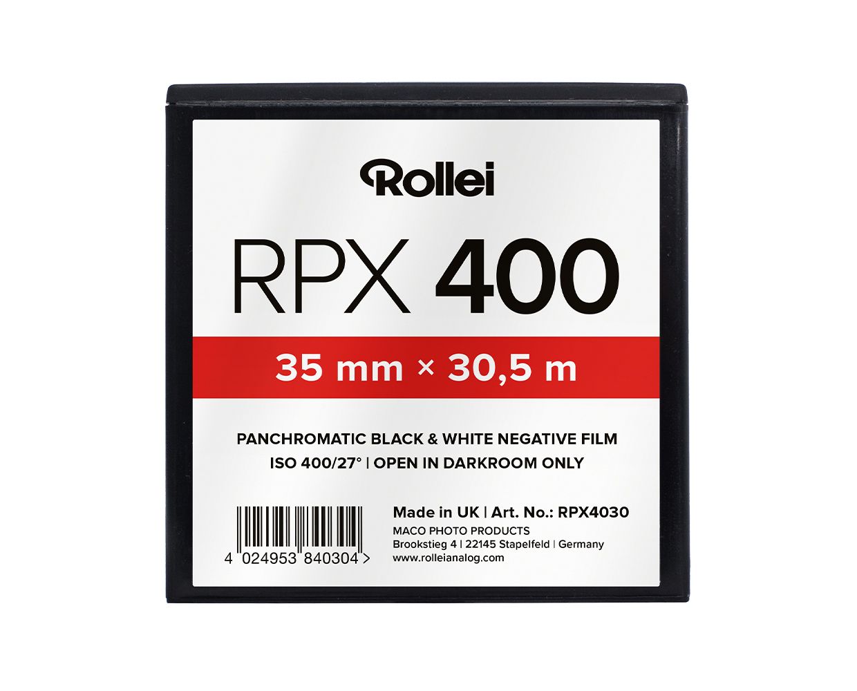 ROLLEI RPX 400 Format 35mm x 30,5meter - Avaialble to order