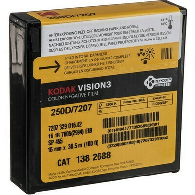 Kodak VISION3 250 D Color Negative Film 7207 (16mm, 30.5m Roll)