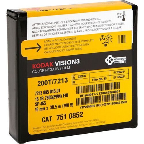 Kodak VISION3 200T Color Negative Film #7213 (16mm, 30.5m Roll) whitout Remjet