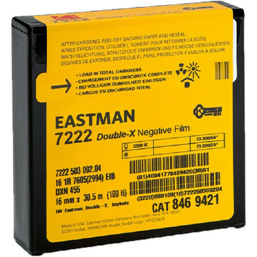 Kodak Eastman Double-X Black-and-White Negative Film 7222 (16mm, 30.5m Roll, Single Perf